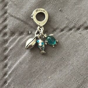 Pandora Silver Charm with Blue Gemstones
